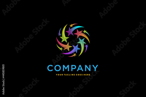 Wizard and magic logo design. spinning star logo design element illustration. usable logo for business  magic performance  technology  web icon design
