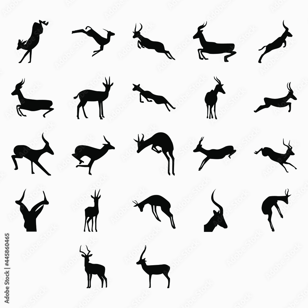 various style impala animal icon design