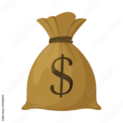 Money bag icon, dollar money bag isolated on white background , flat simple cartoon illustration. Vector illustration.