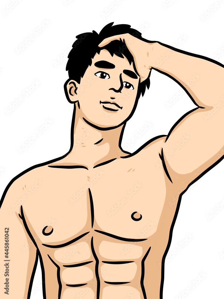 Fototapeta premium cute man cartoon on white background