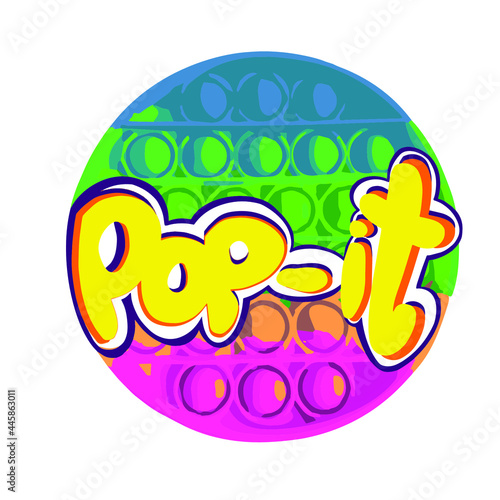 Pop-it antistress toy, rainbow silicone toy.Realistic antistress fidgeting toy. Bubble popit fidget vector. Heart, circle, square, hexagon honeycomb, triangle icon set