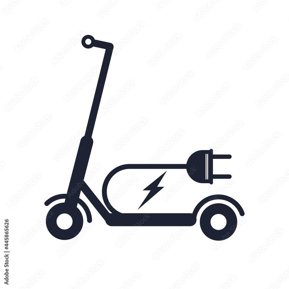 Electric scooter ,E scooter line icon. Battery powered scooter inside circle with a plug Vector illustration Electric scooter ,E scooter line icon. Battery powered scooter inside circle with a plug Vector illustration