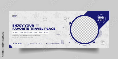 Travel facebook cover social media post and web banner template