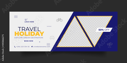 Travel facebook cover social media post and web banner template