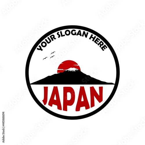 Japanese mountain illustration is good for sticking brand label stickers