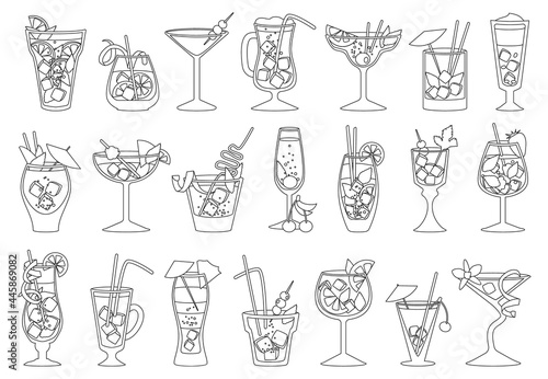 Summer cocktail vector illustration on white background. Vector outline set icon fresh drink . Isolated outline set icon summer cocktail.
