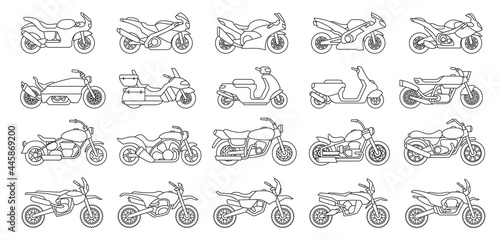Fotografie, Obraz Motorcycle vector outline set icon
