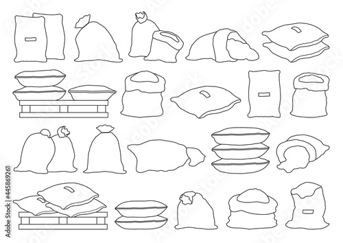 Farmer bag vector illustration on white background. Isolated outline set icon grain sack .Vector outline set icon farmer bag.