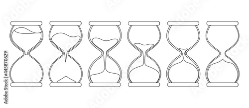 Hourglass vector outline set icon. Vector illustration sand clock on white background. Isolated outline set icon hourglass.