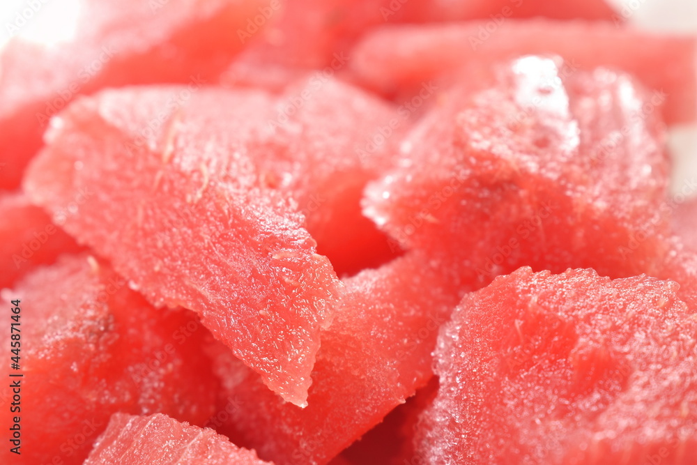 close up of red slice watermelon frozen arranging background and texture