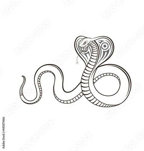 Stylized vector illustration of a snake, cobra in the form of a trible tattoo