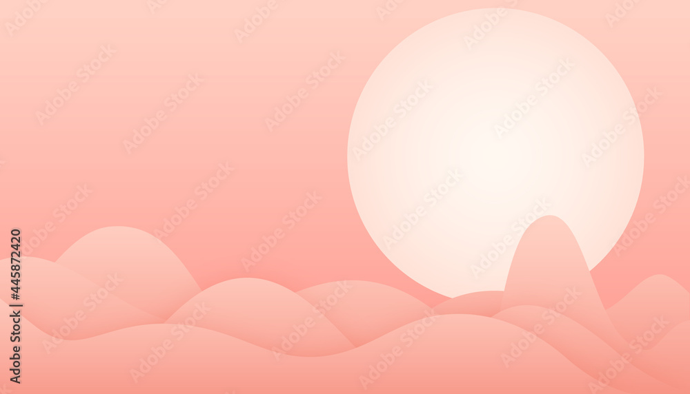 Simple moon mountain illustration background