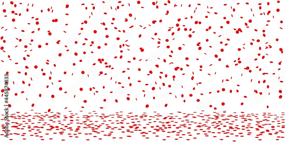 Fototapeta premium Red confetti rain on white background