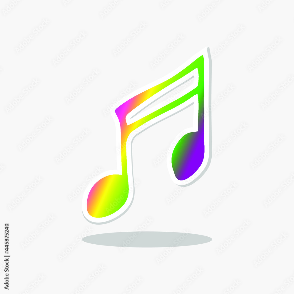 Colorful and futuristic play button with musical note vector illustration. Entertainment entertainment logo concept. Isolated on white color background. Rainbow Multicolor Gradient. Colorful and futuristic play button with musical note vector illustration. Entertainment entertainment logo concept. Isolated on white color background. Rainbow Multicolor Gradient.