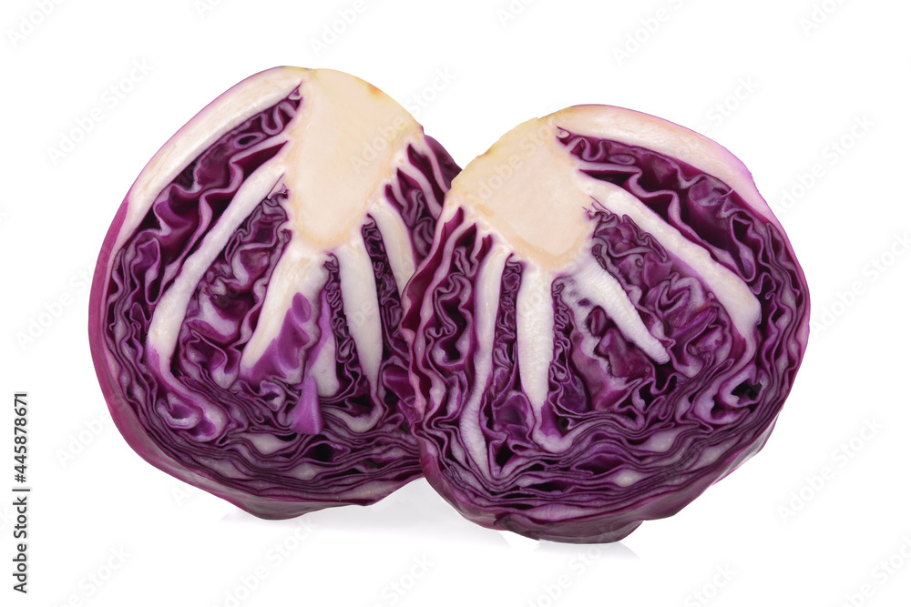 Fototapeta premium Half red cabbage and half isolated on white background