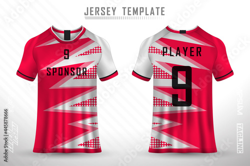 Front back tshirt design. Sports design for football racing cycling gaming jersey vector.