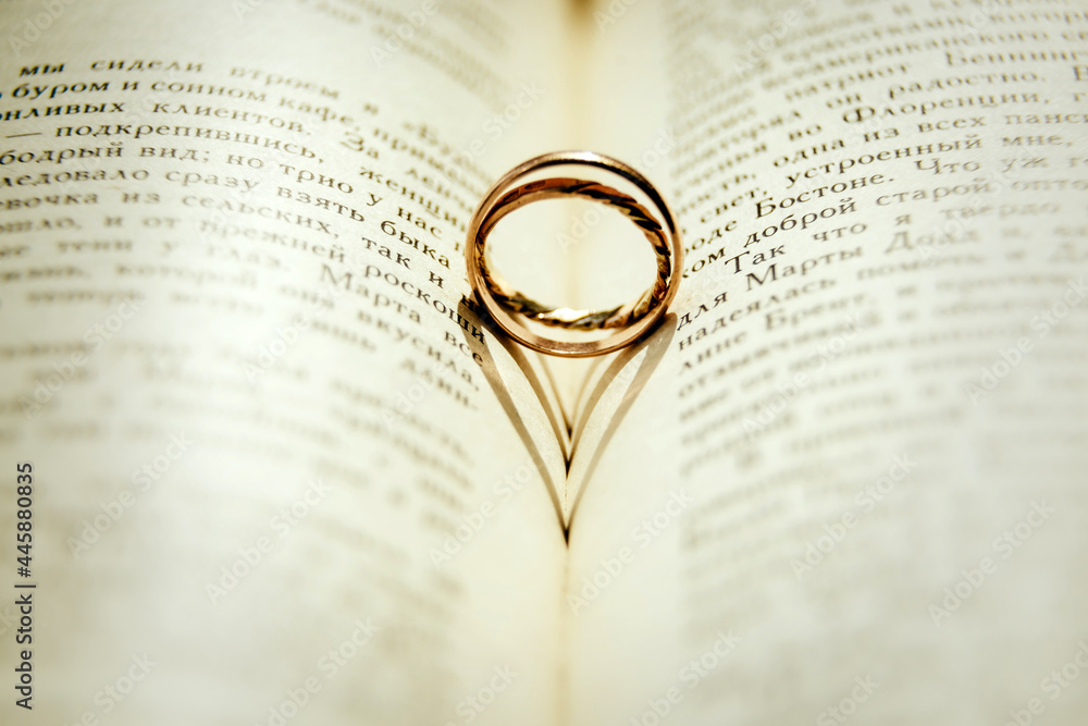 Fototapeta premium rings on book
