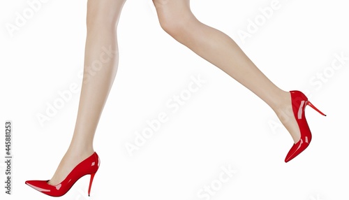 female long legs with red hi-heels 3d render