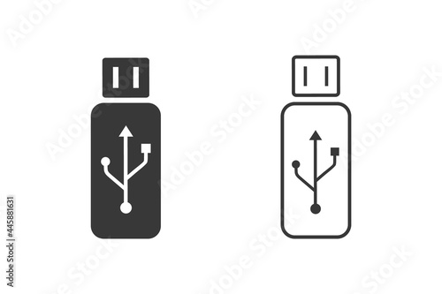 Usb drive icon set isolated on white. Vector illustration