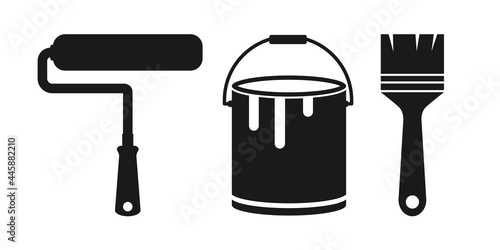 Simple paint brushes icon. Paintbrush symbol. Brushes and painting related vector icons