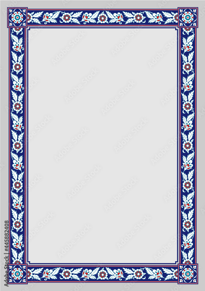 Rectangular framework. Persian floral style. A3, A4 page sizes. Rectangular framework. Persian floral style. A3, A4 page sizes.