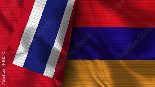 Armenia and Thailand Realistic Flag – Fabric Texture 3D Illustration