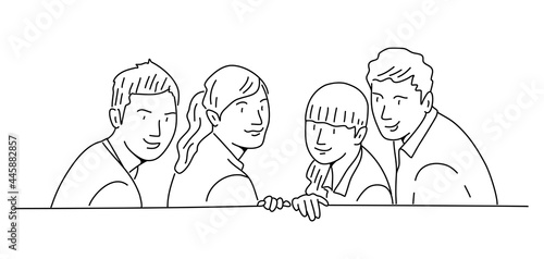 Group of students, friends turning round.