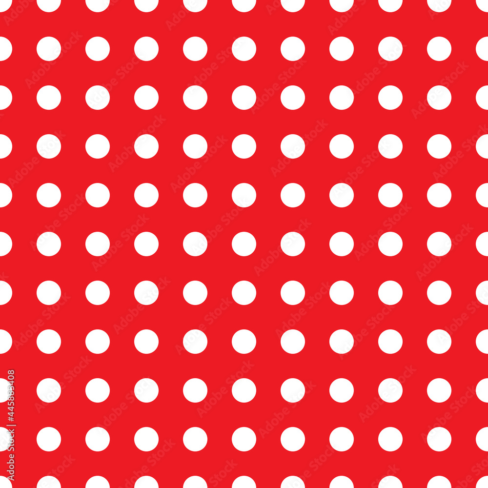 Polka dots seamless pattern. White polka dots on a red background. Vector pattern. Polka dots seamless pattern. White polka dots on a red background. Vector pattern.
