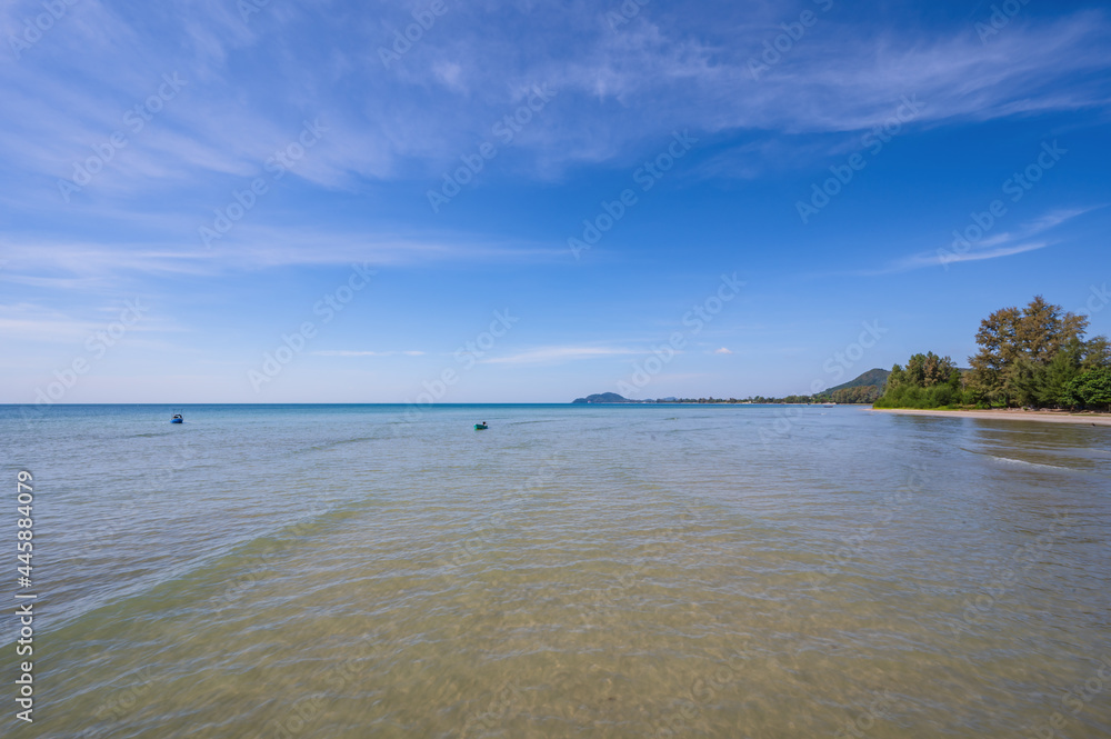 Beautiful seascape with endless horizon at Chao Lao Beach chanthaburi thailand.