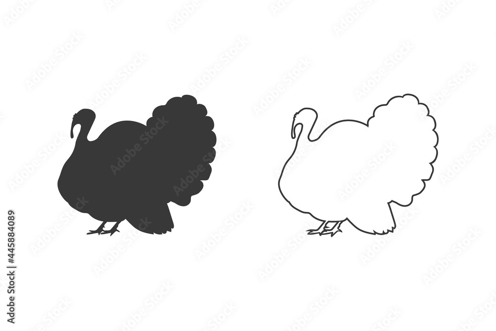 Vector image of silhouette of turkey icon set Vector image of silhouette of turkey icon set