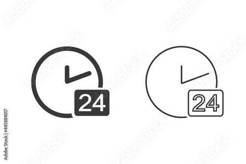 Open 24 hours a day icon set. Vector