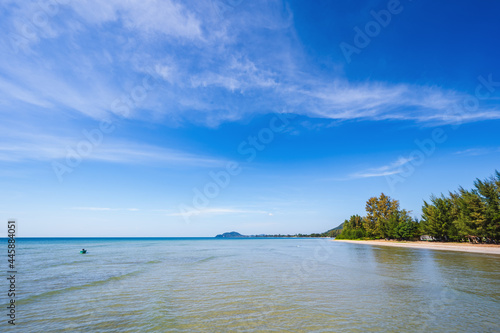 Beautiful seascape with endless horizon at Chao Lao Beach chanthaburi thailand.