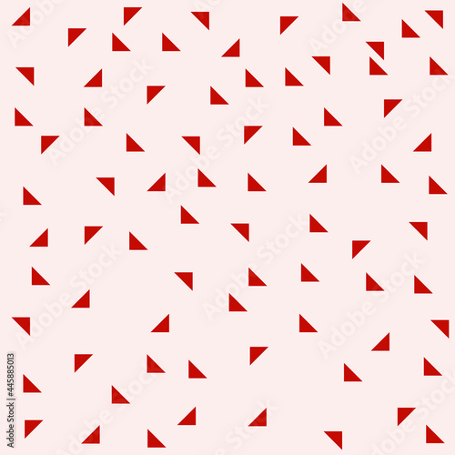 Red triangles pattern. Vector simple small shapes.