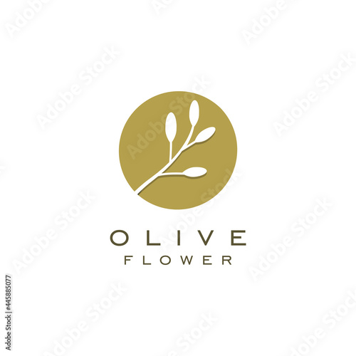 Natural Herbal Olive Oil Plant, Olive Leaf Flower logo design