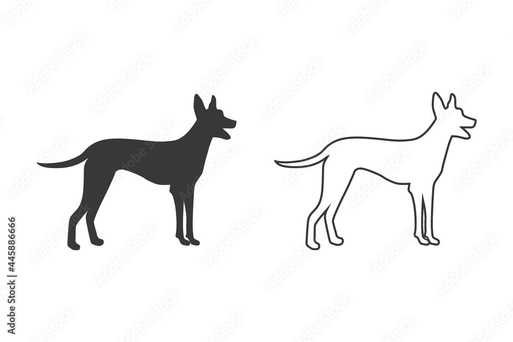 Dog icon set in flat style. Vector