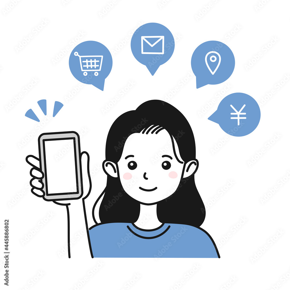 スマホを持つ女性のイラスト Stock Vector Adobe Stock スマホを持つ女性のイラスト Stock Vector Adobe Stock
