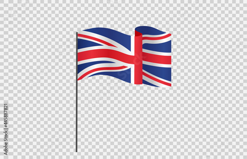 Waving flag of  UK isolated  on png or transparent  background,Symbols of  United Kingdom,Great Britain,template for banner,card,advertising ,promote, TV commercial, ads, web, vector illustration