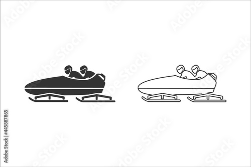 Bobsleigh icon set. Vector illustration on white