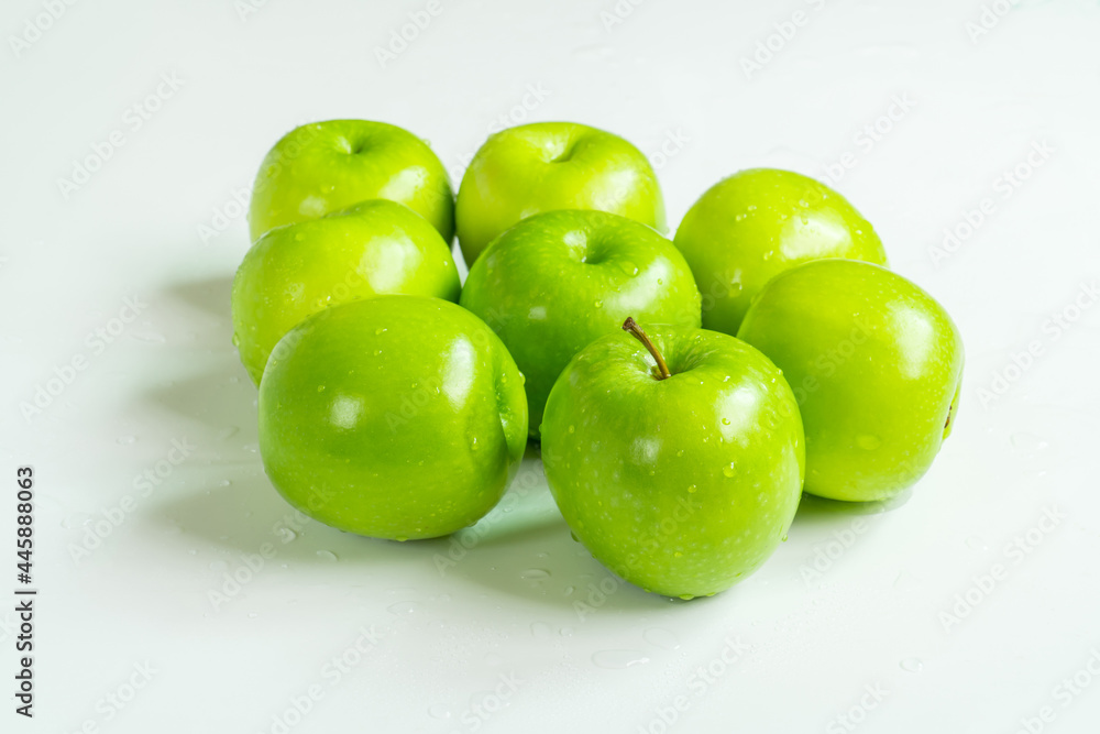 Fresh green apple raw fruit isolated on white background. Concept for healthy organic fresh Fresh green apple raw fruit isolated on white background. Concept for healthy organic fresh