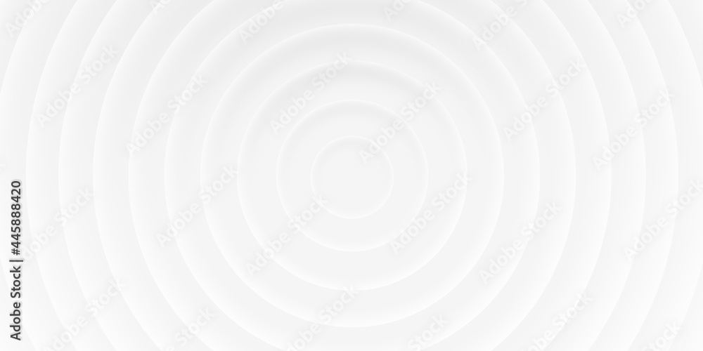 Abstract white background of circles with shadows, material 3d style