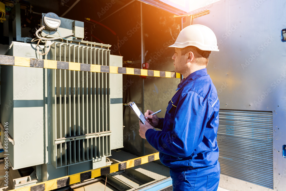 Obraz premium Execution of electrical measuring works on the power transformer