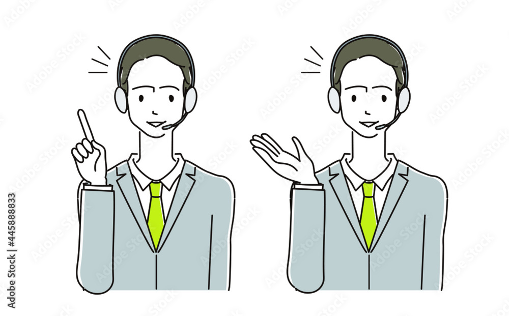カスタマーセンターで働く男性のイラスト カスタマーセンターで働く男性のイラスト