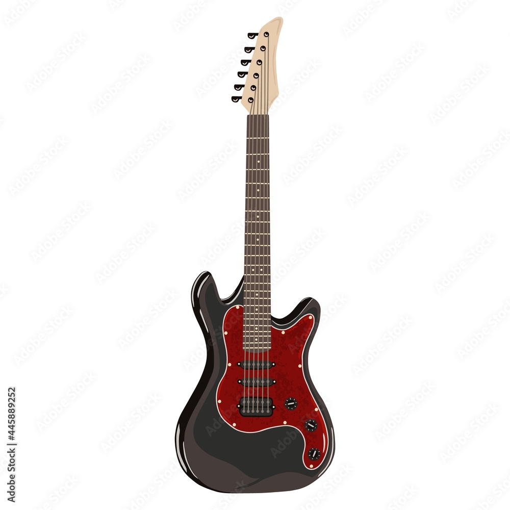 Electric guitar. Color illustrations isolated on a white background. A hand-drawn design element.