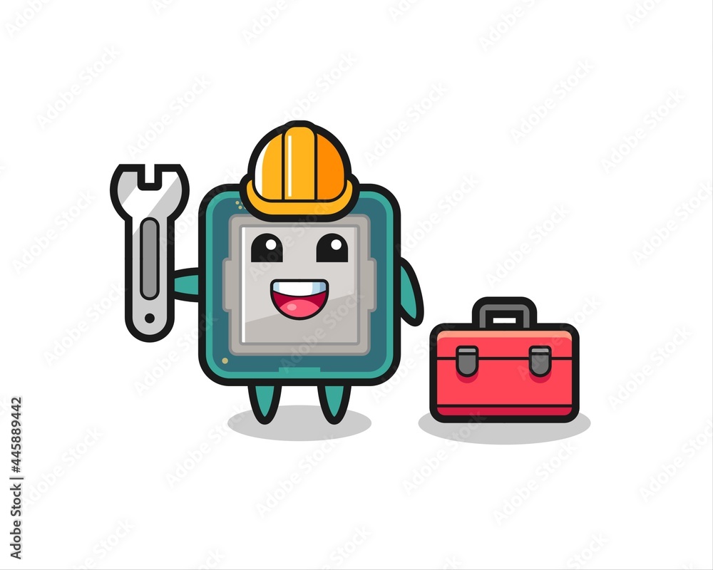Mascot cartoon of processor as a mechanic Mascot cartoon of processor as a mechanic