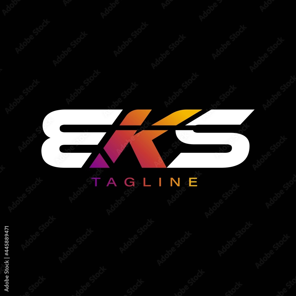 Letters BKS, B K S Initials Logo Design. With white, and gradient colors on a black background. Vector Illustration Template