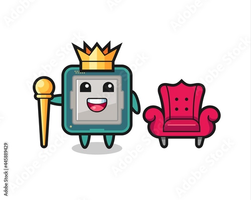 Mascot cartoon of processor as a king
