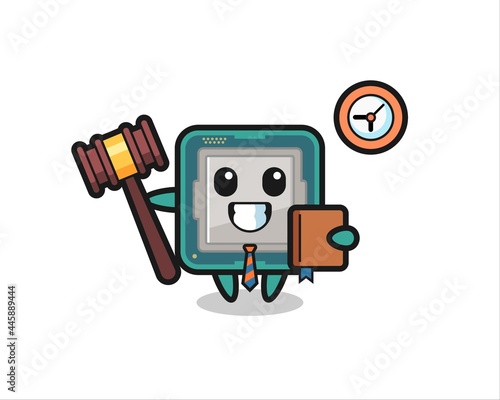Mascot cartoon of processor as a judge