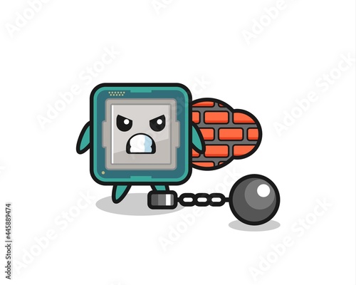 Character mascot of processor as a prisoner