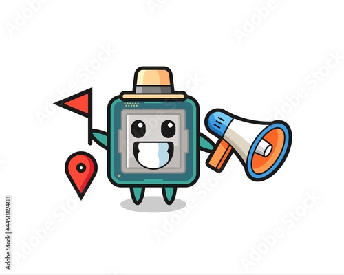 Character cartoon of processor as a tour guide