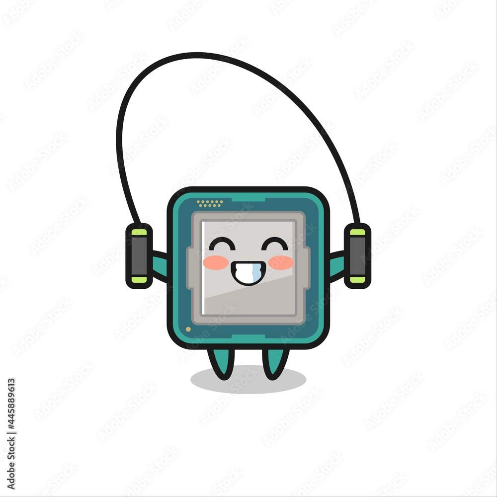 processor character cartoon with skipping rope processor character cartoon with skipping rope